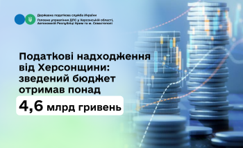 Податкові надходження від Херсонщини: зведений бюджет отримав понад  4,6 млрд гривень