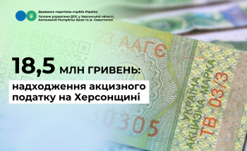 18,5 млн гривень: надходження акцизного податку на Херсонщині
