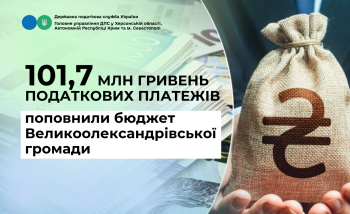 101,7 млн гривень податкових платежів поповнили бюджет Великоолександрівської громади