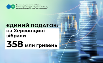 Єдиний податок: на Херсонщині зібрали 358 млн гривень
